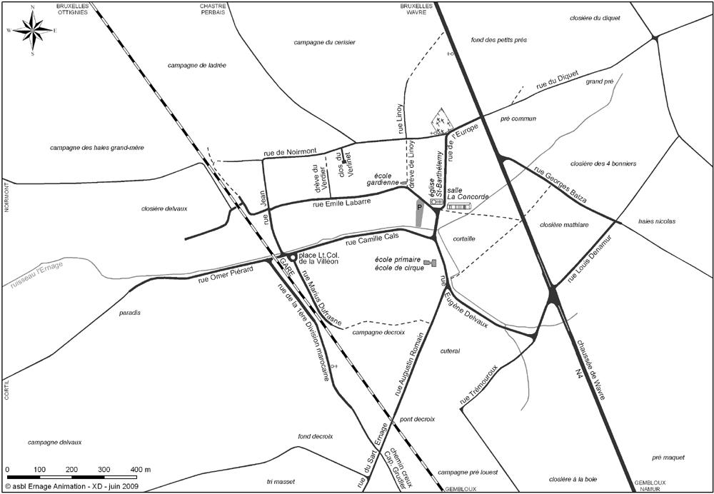 Ancien plan du village d'Ernage